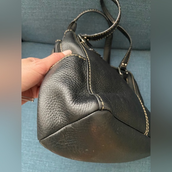 Fossil Black Leather Double Handles Shoulder Handbag Purse Silver Tone Hardware - Picture 9 of 16